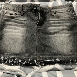 Black Mini Skirt with Frayed Hem for Night Out